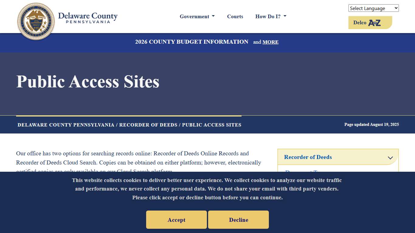 Public Access Sites | Delaware County, Pennsylvania