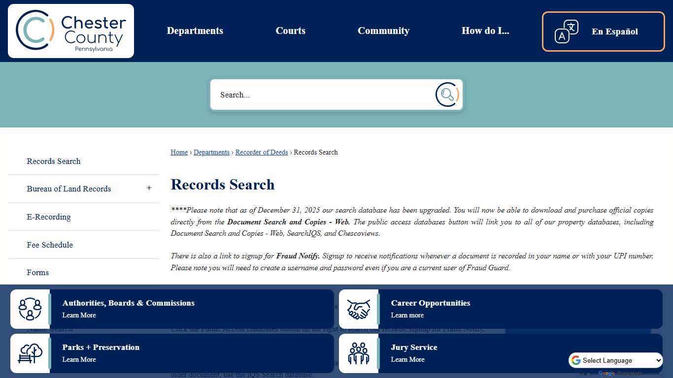 Records Search | Chester County, PA - Official Website