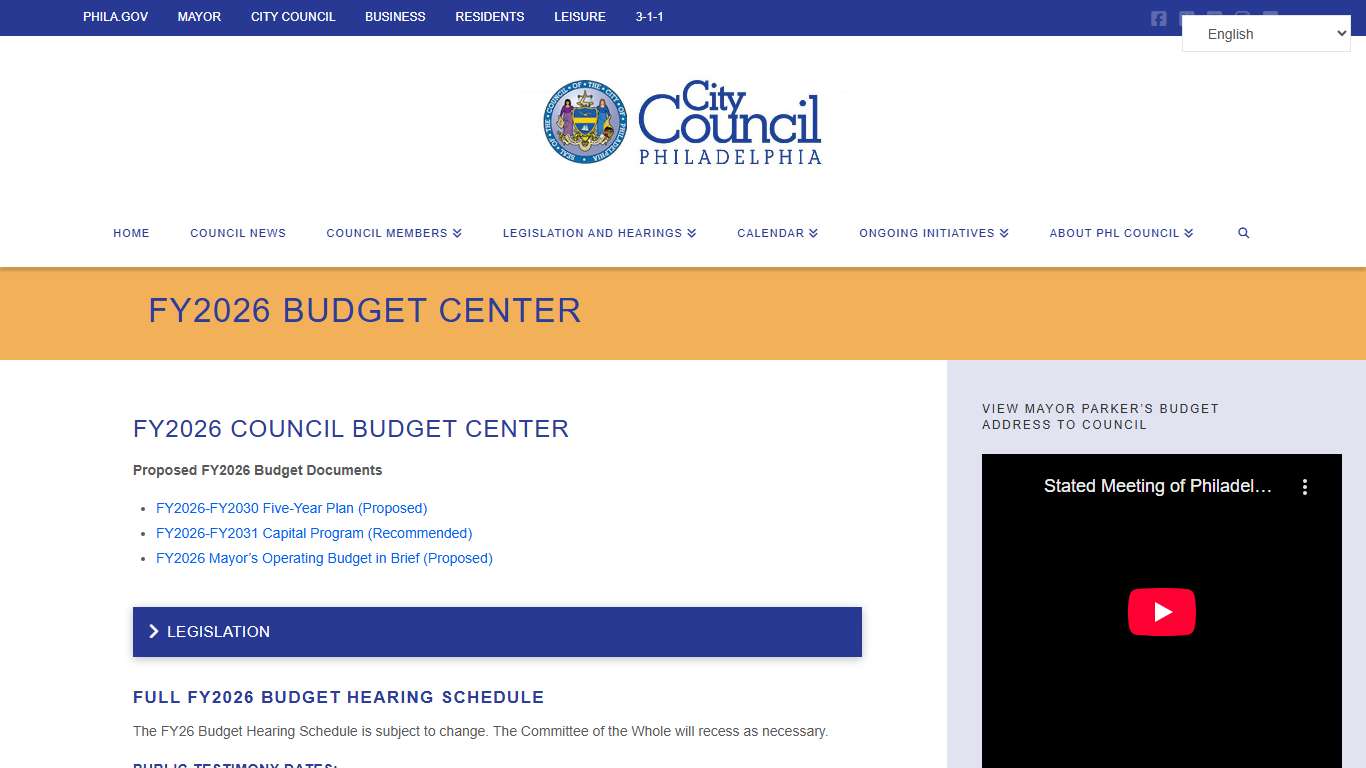 FY2026 Budget Center - Philadelphia City Council